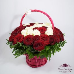 Cos floral 51 trandafiri "21 Ani