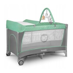 Lionelo Patut pliant cu nivel suplimentar si arcada, Flower, Gri/ Turquoise