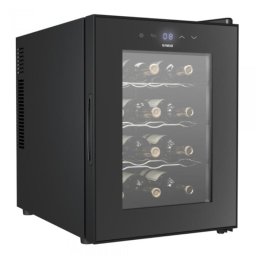 Vitrine frigorifice Racitor termoelectric (pentru vinuri) 33 L, 12 sticle, 3 rafturi cromate, Clasa energetica E, Panou Touch Control cu afisaj electronic, Negru