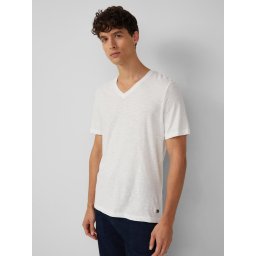 s.Oliver Tricou barbati cu decolteu in V, Regular fit, din bumbac, Alb (SELECTATI MARIMEA: S)