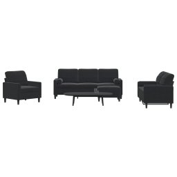 Set de canapele cu perne/rulouri, 4 piese, negru, catifea GartenMobel Dekor