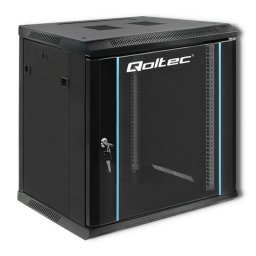 Rack 19" 12U, Qoltec, 54464, Otel Laminat La Rece Spcc, Sticla Securizata, Capacitate Maxima De Incarcare Statica: 70 Kg, Centre De Date, Teletehnica, Energetica, Industrie, Montaj Usor, Constructie Rezistenta, Suspendat, 600 x 635 x 450 mm, Negru