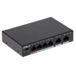Switch POE , Dahua, Pfs3006-4et-60-v2, Desktop, 6 porturi fastethernet, 4 porturi poe, Putere maxima 60 w, Pentru camere ip, Alimentare 53 v dc, Temperatura de functionare -10°c pana la 55°c, Greutate 0, 29 kg