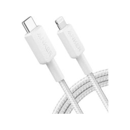 Cablu alimentare si date Anker, USB Type-C (T) la Lightning (T), 1.8m rata transfer 480 Mbps, invelis nylon, braided, Alb, "A81B6G21
