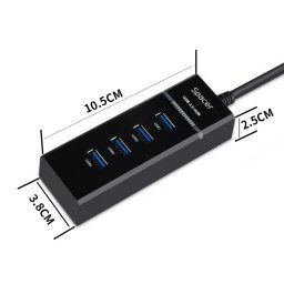 HUB extern Spacer SPH-4USB30-01, Porturi USB: USB 3.0 x 4, Conectare prin USB 3.0, 1m lungime cablu, Negru, 45507057 "SPH-4USB30-01
