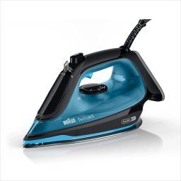 Fier de calcat Braun TexStyle 5 SI5256BL, 2600W, jet de abur 210g/min, abur variabil 0-50 g/min, talpa SuperCeramic, rezervor 300 ml, tehnologie FreeGlide, oprire automata, sistem antipicurare, negru/albastru