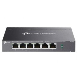 Switch PoE 6 porturi Gigabit, TP-Link Omada DS106P, 4 porturi PoE+, pana la 67W, montaj desktop, fara management, Antracit