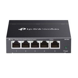 Switch 5 porturi Gigabit (4+1) Tp-Link Omada DS105G, 5x 10/100/1000Mbps RJ45, QoS, fara management, plug and play, Antracit