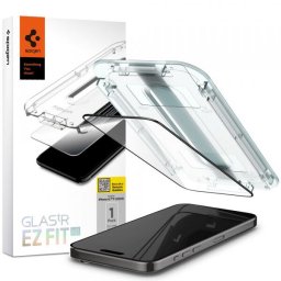 Folie de protectie Ecran Spigen EZ FIT pentru Apple iPhone 15, Sticla Securizata, Full Glue, 2.5D, Case Friendly, AGL06908, Neagra