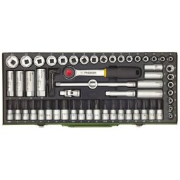 Trusa super compacta de chei tubulare 3/8", 65 piese