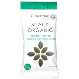 Snack de Seminte de Dovleac Prajite cu Sos Tamari fara Gluten Eco 30g Clearspring