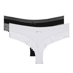 DIM SEXY MODA BRAZILIAN 2x - bumbac pentru femei brazilky cu dantela 2 bucata - negru - alb