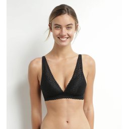 DIM TRIANGLE SOFT PADDED BRA - Women's Lace Padded Bra Without Underwire - Black