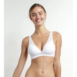 DIM TRIANGLE SOFT PADDED BRA - Women's Lace Padded Bra Without Underwire - White