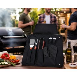 Set ustensile gratar BBQ 7 piese cu husa textila