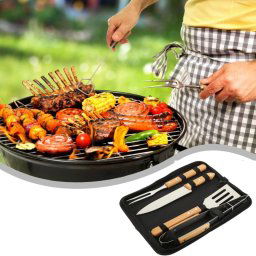 Set 4 ustensile gratar cu husa Oxford