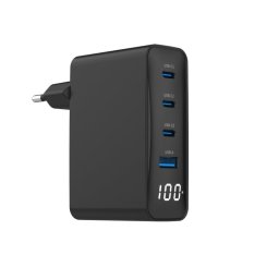 Incarcator priza Fast charger cu 1 x USB-A + 3 x USB-C 100W GaN, Gembird TA-UC-PDQC100LCD-01-BK