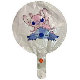 Balon rotund alb personalizabil Stitch 24 cm