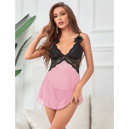 Babydoll Eross Stich XL/XXL Roz/Negru