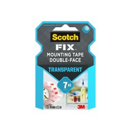 Banda dublu adeziva transparenta pentru montare Scotch-Fix™,19 mm x 1.5 m