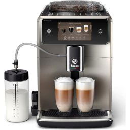 Espressor Espressor complet automat Saeco Xelsis Deluxe SM8782/30, 15 bari, 22 specialitati de cafea, 8 profile de utilizator, interfata Coffee Maestro, tehnologie BeanMaestro, conectivitate, functie LatteDuo, rasnita ceramica, filtru Aqua Clean, Gri