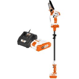 Electroferastrau telescopic cu acumulator 1424e Power Alfa UP, sina 10 cm, lant 3/8 inch, 1.3 mm, brat 129-170 cm, 1 x Li-Ion 20V, 4Ah, contine incarcator si acumulator