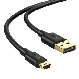 CABLU USB Ugreen, "US132" USB 2.0 (T) la Mini-USB (T) 5 Pin, 1m, conectori auriti, negru