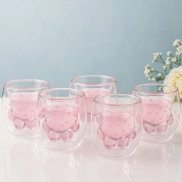 Set 6 Pahare cu Pereti Dubli Kitty Paw