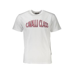 Tricou Cavalli Class alb cu mânecă scurtă