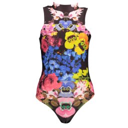 Body negru pentru femei cu model floral