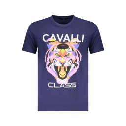 Tricou bărbătesc cu mânecă scurtă CAVALLI CLASS albastru