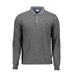 Tricou polo bărbătesc cu mânecă lungă, gri