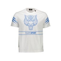 Tricou alb PLEIN SPORT cu mânecă scurtă