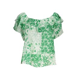 Bluză Desigual verde cu imprimeu