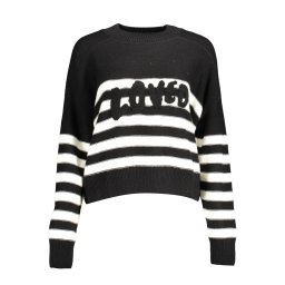 Pulover Desigual cu dungi albe și negre