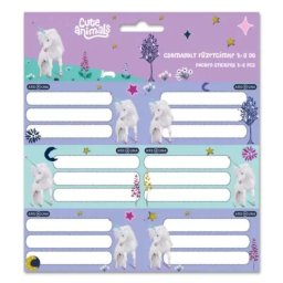 Etichete caiet cu unicorni „Cute Animals” - 3 x 6 buc.
