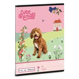 Animale drăguțe: Caiet liniat cu model de câine - pentru clasa a 4-a, A5