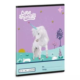 Animale drăguțe: caiet dictando cu model de unicorn - clasa a 3-a, A5