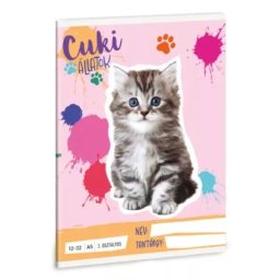 Caiet cu linii cu model de pisicuță persană - clasa a 3-a, format A5
