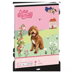 Animale drăguțe: Caiet cu linii cu model de câine - clasa 1, A5