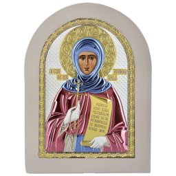 Icoana Sf Teodora de la Sihla Argint 15x21 cm Color Rama Alba