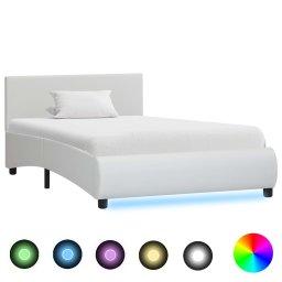 Cadru de pat cu LED, alb, 90 x 200 cm, piele ecologica GartenMobel Dekor