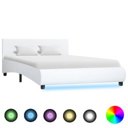 Cadru de pat cu LED, alb, 140 x 200 cm, piele ecologica GartenMobel Dekor