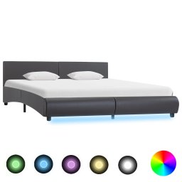 Cadru de pat cu LED, gri, 160 x 200 cm, piele ecologica GartenMobel Dekor