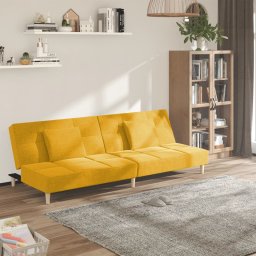 Canapea extensibila cu 2 locuri, 2 perne, galben, textil GartenMobel Dekor