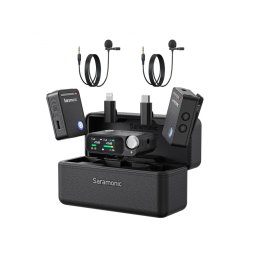 Microfon wireless Saramonic Ultra 03, 1x Receiver, 2x Microfon, Lavaliere, Autonomie microfon 6 ore, Raza de actiune 250-300m, Noise canceling, Negru