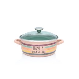 Cratita 3.5l cu capac din sticla Divan Dan Metalac email/22cm/3.5l