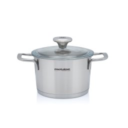 Oala 1.9l cu capac din sticla Santino Metalac inox/16cm/1.9l