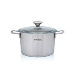 Oala 3.5l cu capac din sticla Santino Metalac inox/20cm/3.5l