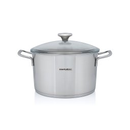 Oala 6l cu capac din sticla Santino Metalac inox/24cm/6l